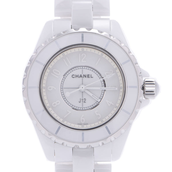 CHANEL シャネル J12 33mm ホワイトファントム H3442 ボーイズ 白セラミック/SS 腕時計 クオーツ 白文字盤 Aランク 中古 銀蔵