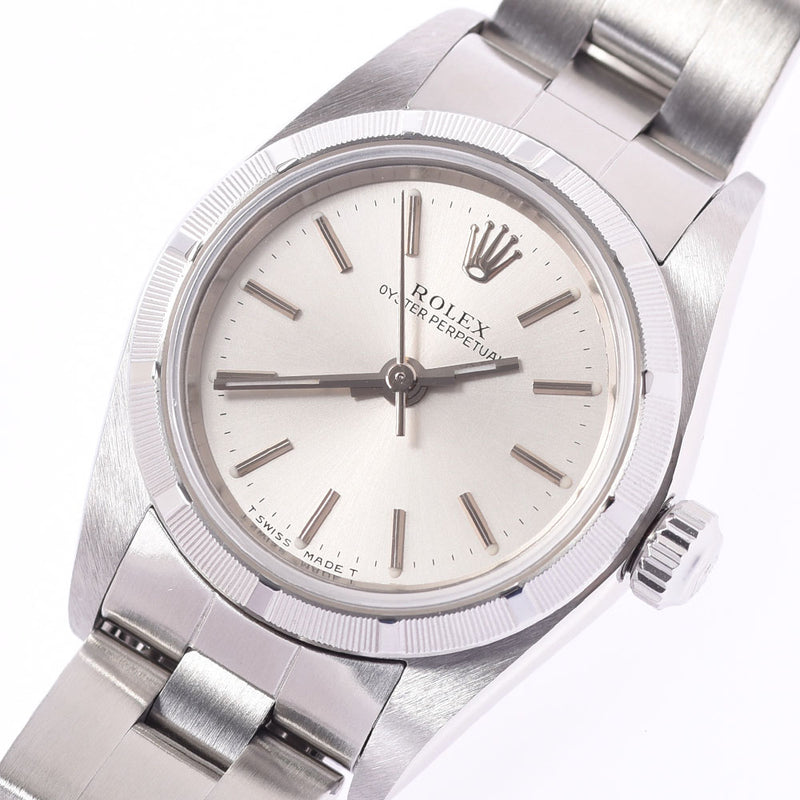 ROLEX Rolex Oyster Peacher 76030 Women's SS Watch Automatic Wound Silver Dealer A-Rank Used Sinkjo