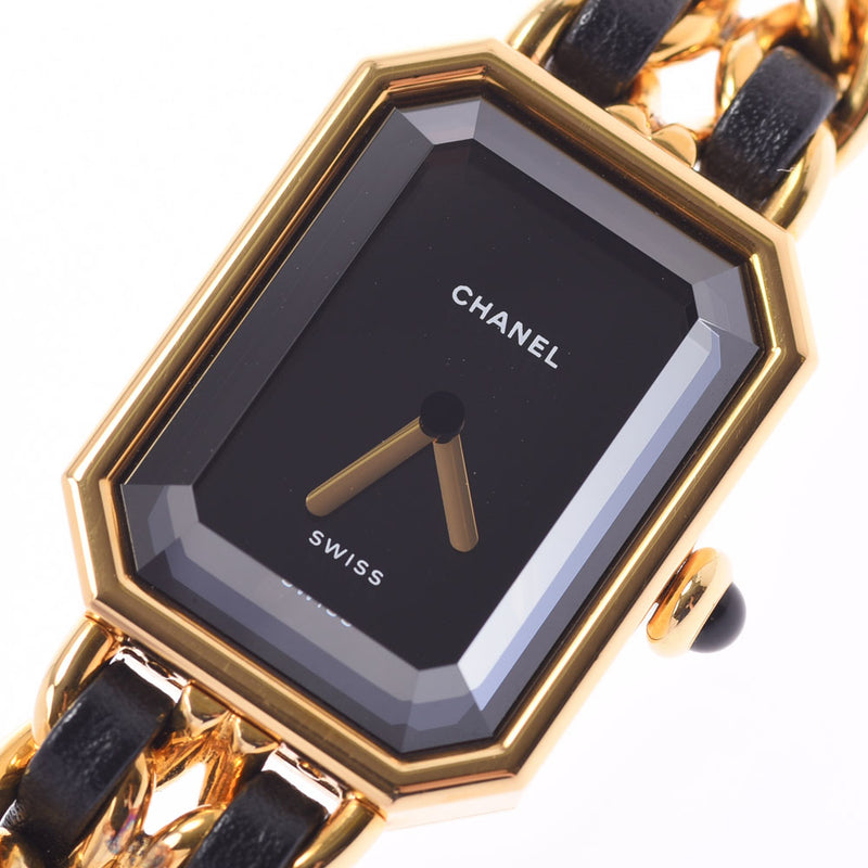 CHANEL Chanel Premiere Size L H0001 Women's GP / Leather Watch Quartz Black Table A-Rank Used Sinkjo