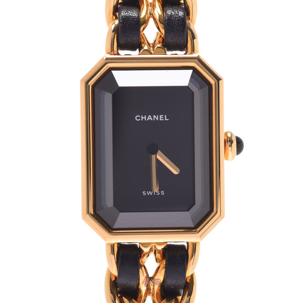 CHANEL Chanel Premiere Size L H0001 Women's GP / Leather Watch Quartz Black Table A-Rank Used Sinkjo