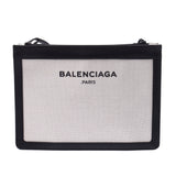 BALENCIAGA巴伦西卡藏青色波切特2WAY包白/黑339937女士帆布/皮革挎包A等级二手银藏