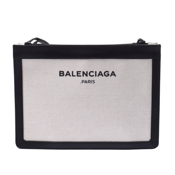 BALENCIAGA Valenciaga, Naby, Pochette, 2WAY bag, white/black 339937 Ladies Canvas/Reza shoulder bag A-rank used silver storehouse
