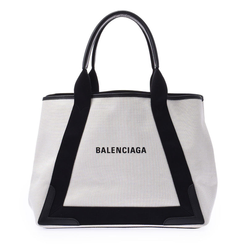 BALENCIAGA Valenciaga Neibika Bus White System / Black 581292 Women's Canvas / Leather Handbag A-Rank Used Sinkjo