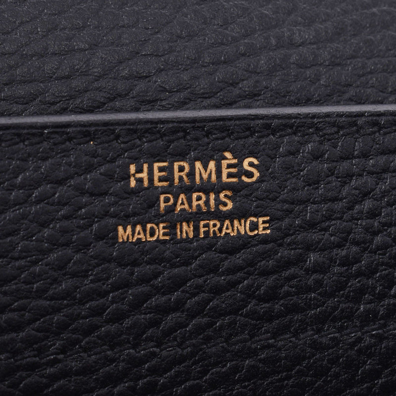 Hermes Kerry de peche 38 BRIEFCASE BLACK GOLD Plaid cardigan men's Ardenne business bag