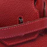 Hermes Birkin bag 30 vermilion red silver