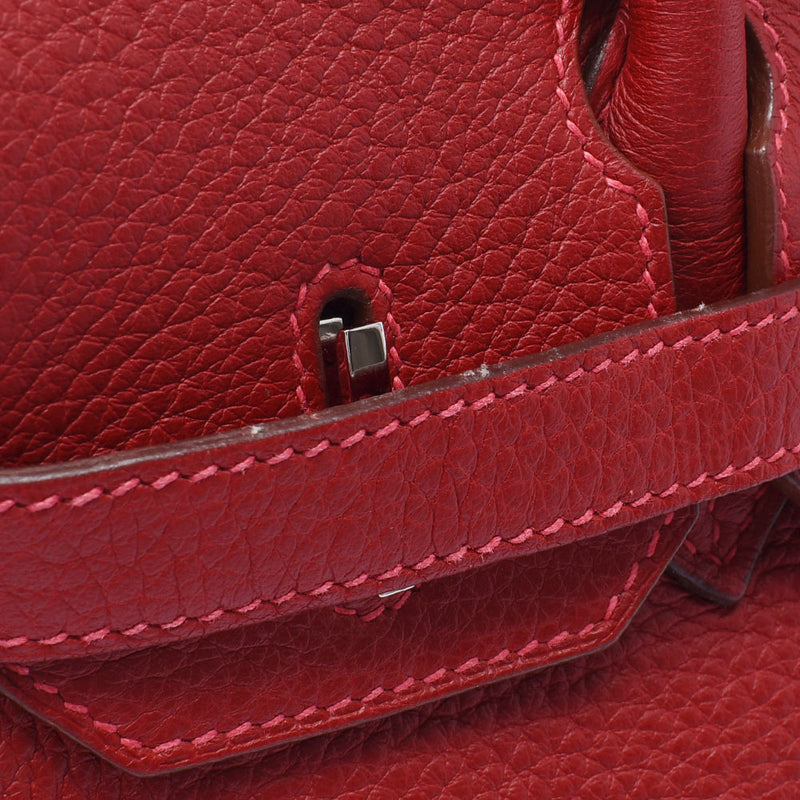 Hermes Birkin bag 30 vermilion red silver