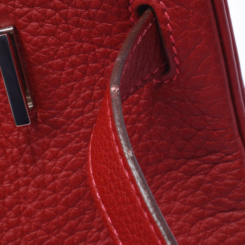 Hermes Birkin bag 30 vermilion red silver