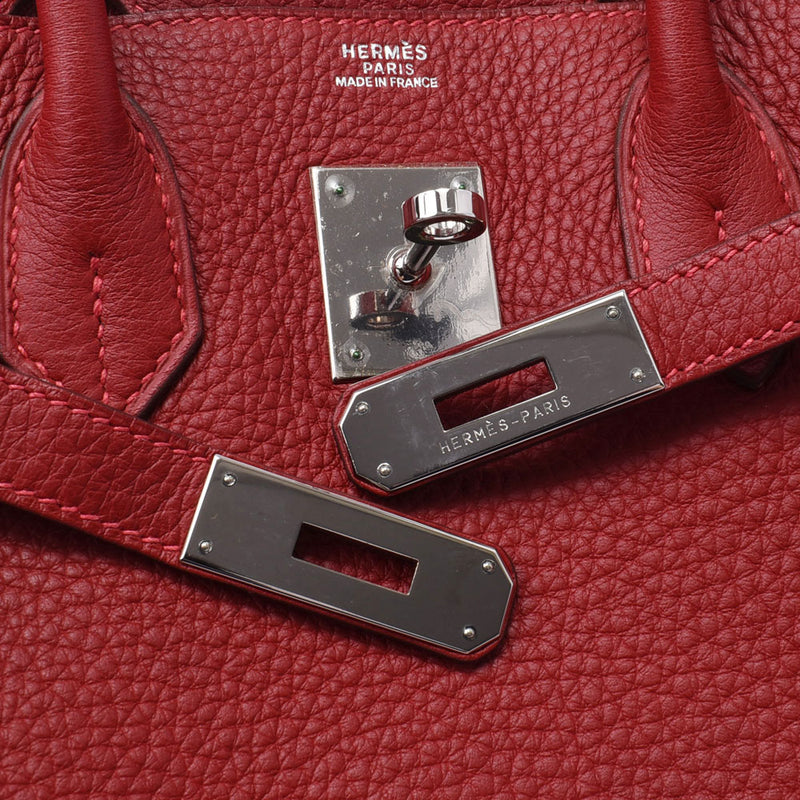 Hermes Birkin bag 30 vermilion red silver