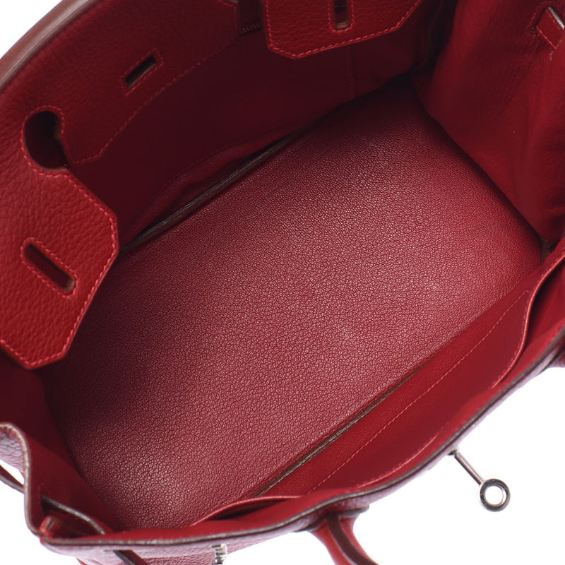 Hermes Birkin bag 30 vermilion red silver