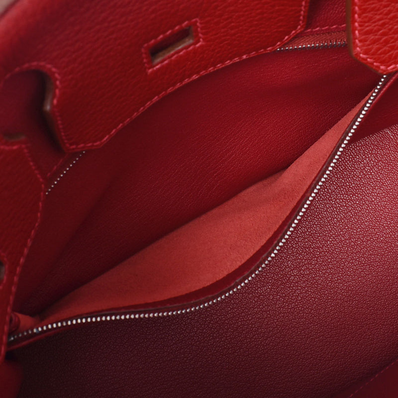 Hermes Birkin bag 30 vermilion red silver