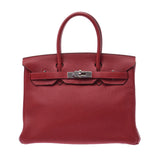 Hermes Birkin bag 30 vermilion red silver