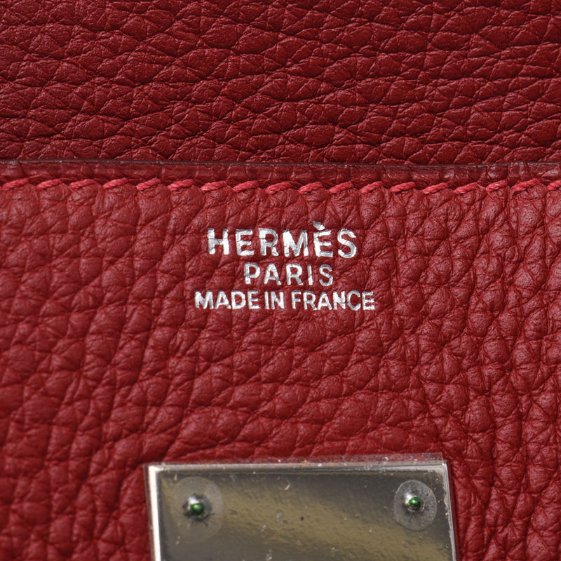 Hermes Birkin bag 30 vermilion red silver