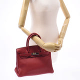 Hermes Birkin bag 30 vermilion red silver