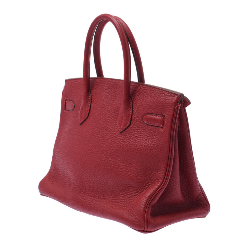 Hermes Birkin bag 30 vermilion red silver