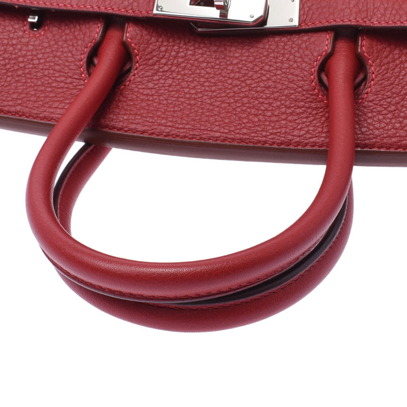 Hermes Birkin bag 30 vermilion red silver