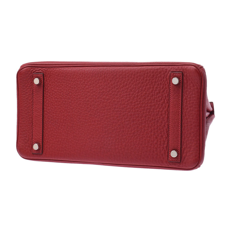 Hermes Birkin bag 30 vermilion red silver