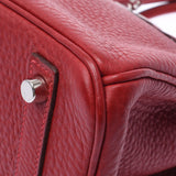 Hermes Birkin bag 30 vermilion red silver