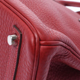 Hermes Birkin bag 30 vermilion red silver