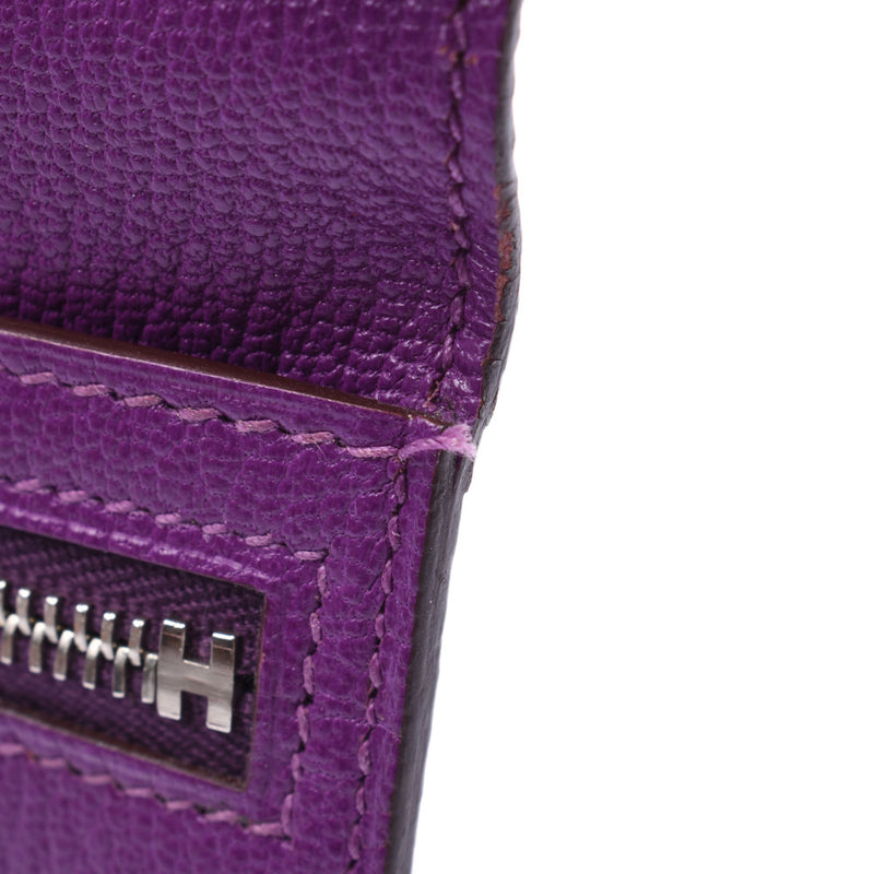 Hermes Hermes Biachansfre Violet Silver Bracket □ K-engraved (around 2007) Unisex Lizard Long Wallet A-Rank Used Sinkjo