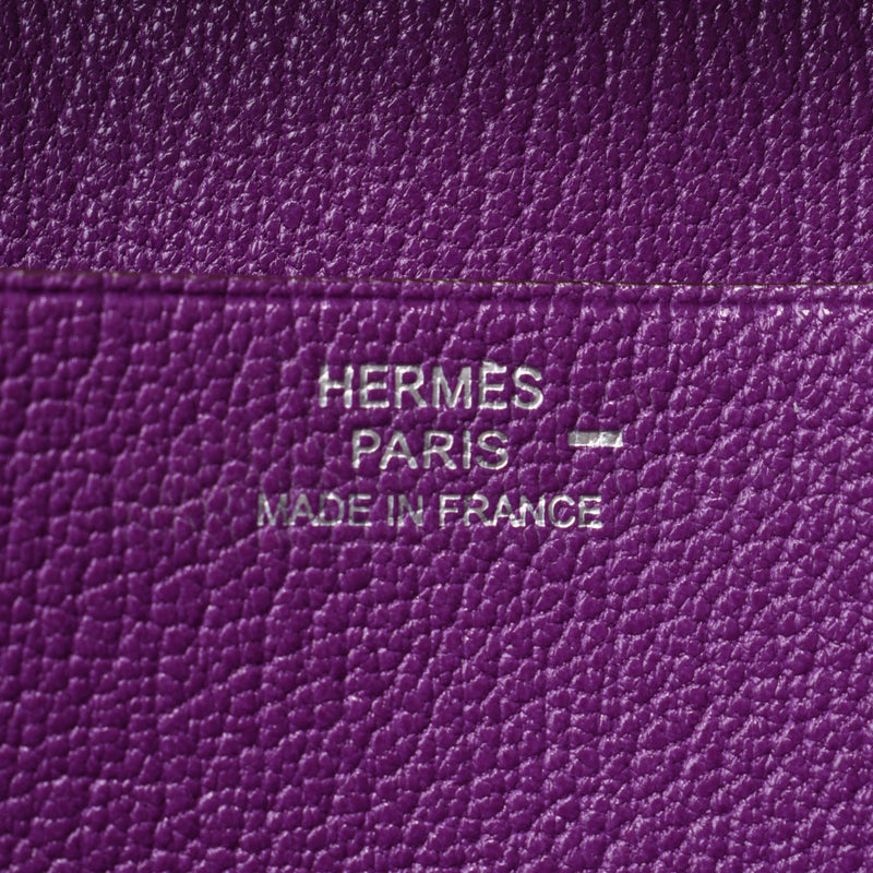 Hermes Hermes Biachansfre Violet Silver Bracket □ K-engraved (around 2007) Unisex Lizard Long Wallet A-Rank Used Sinkjo