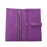 Hermes Hermes Biachansfre Violet Silver Bracket □ K-engraved (around 2007) Unisex Lizard Long Wallet A-Rank Used Sinkjo