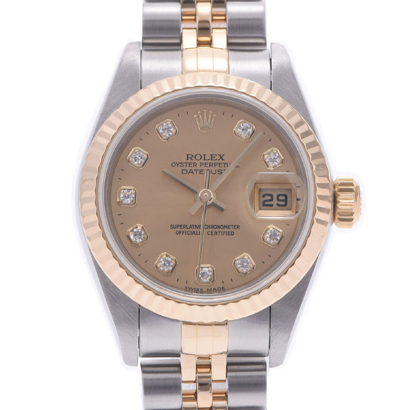 ROLEX劳力士豪华10P钻石79173G女士们YG/SS手表自动香槟表盘A级二手银藏