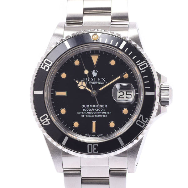 ROLEX Rolex Submarina Clasp Code K4 (Fourth Expected) Tritium 16800 Men's SS Watch Automatic Black Table AB Rank Used Silgrin