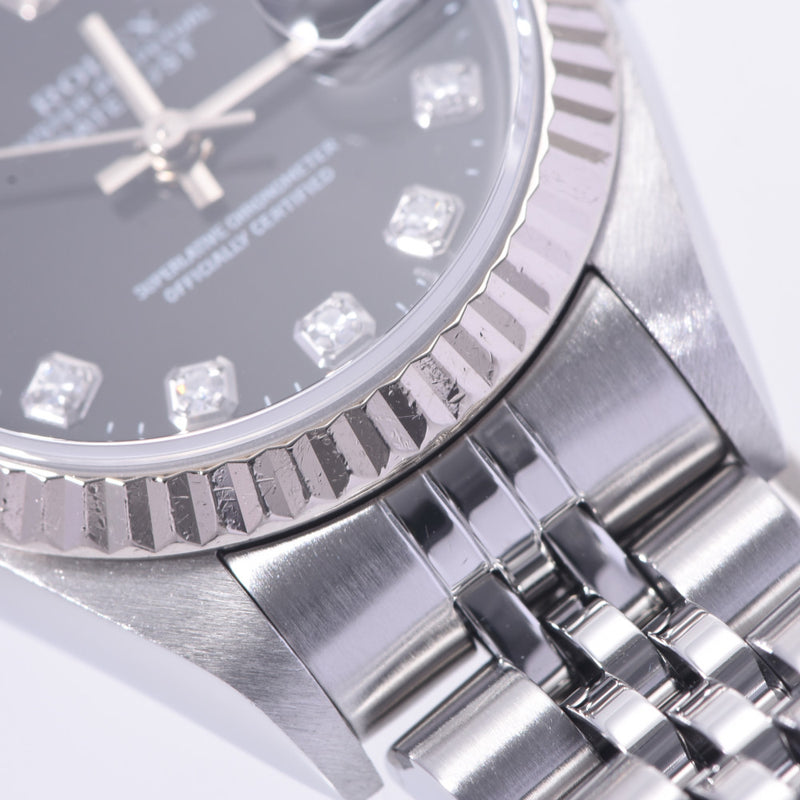 ROLEX Rolex Day Just 10P Diamond 79174G Women's SS / WG Watch Automatic Black Table A-Rank Used Silgrin