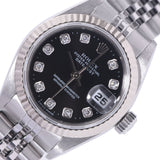 ROLEX Rolex Day Just 10P Diamond 79174G Women's SS / WG Watch Automatic Black Table A-Rank Used Silgrin