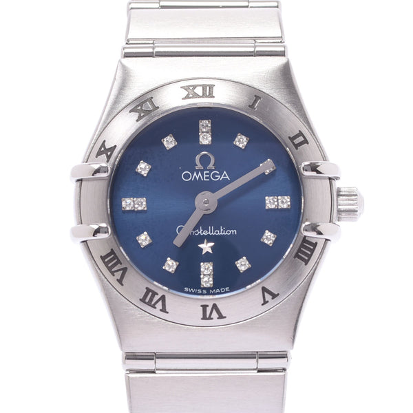OMEGA Omega Constellation Mini 16P Diamond Cindy Crawford 1999Limited 1563.86 Women's SS Watch Quartz Blue Characters A-Rank Used Silgrin