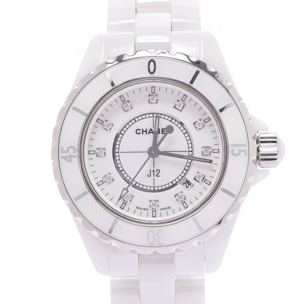 Chanel Chanel J12 33mm 12P Diamond H1628 Women White Ceramic / SS Watch Quartz White Flight A-Rank Used Silgrin