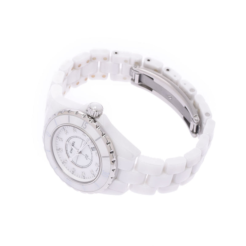 Chanel Chanel J12 33mm 12P钻石H1628女性白色陶瓷/ SS手表石英白色航班A-Rank使用Silgrin