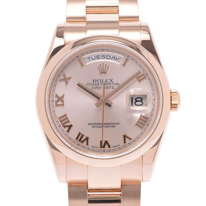 ROLEX ロレックス デイデイト  118205 メンズ PG 腕時計 自動巻き ピンク文字盤 Aランク 中古 銀蔵