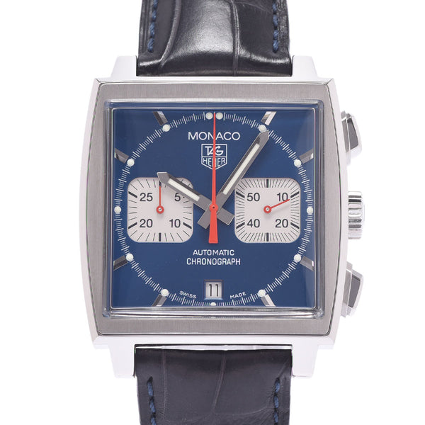 TAG Heuer Monaco Chronograph CW 2131-0 Mens SS / leather watch automatic blue dial