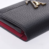 Louis Vuitton pouch feuille caprine compact noir / hot pink m62157 women's Leather Wallet