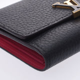 Louis Vuitton pouch feuille caprine compact noir / hot pink m62157 women's Leather Wallet