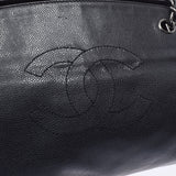 Chanel Chanel Chain单肩包黑银配件女士鱼子酱皮肤肩袋B排名使用水池