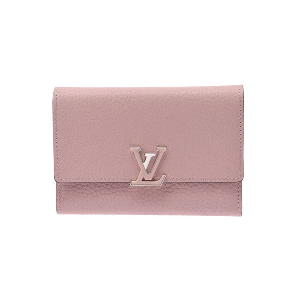 Louis Vuitton pouch feuille caprine compact Magnolia m62157 women's leather triple Wallet