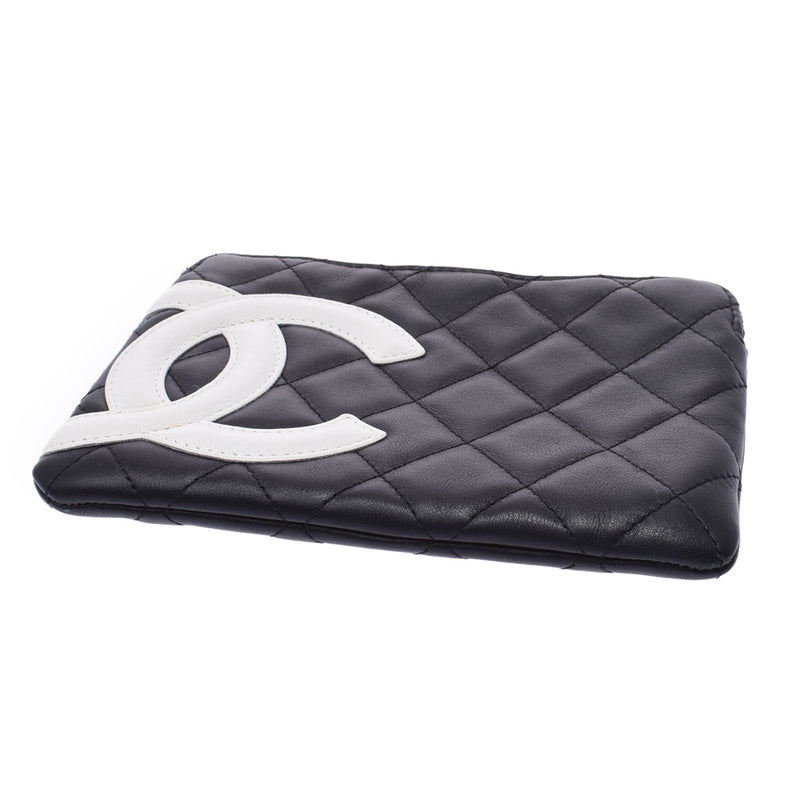 Chanel Cambon line Black / white lambskin pouch