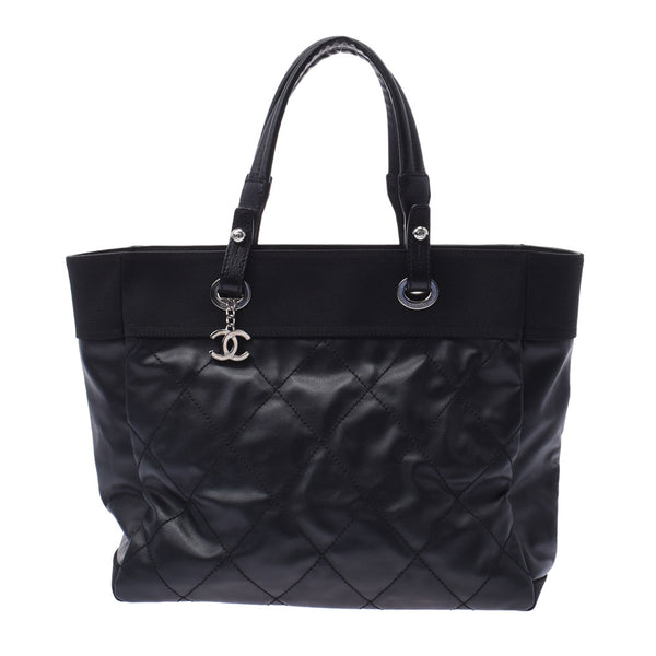 CHANEL Chanel Parbibi, Tot, MM, Black Ladies Canvas/Reza Tot Bag A Rank Used Ginzō