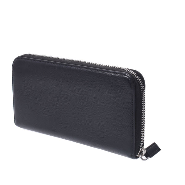 PRADA Prada Round Fastener Black Silver Bracket 1ML506 Ladies Safiano Long Wallet AB Rank Used Silgrin