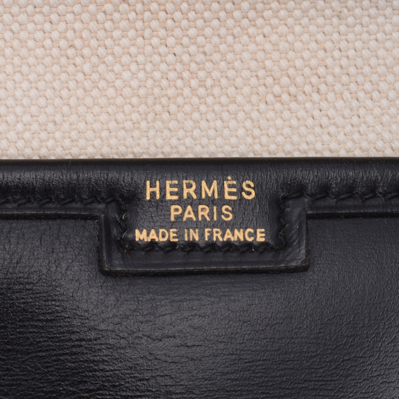 HERMES エルメス ジジェ GM 黒 ○N刻印(1984年頃) ユニセックス BOXカーフ クラッチバッグ Bランク 中古 銀蔵