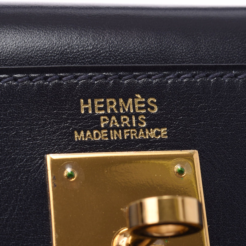 HERMES エルメス ケリー 32 内縫い 2WAY ブルーインディゴ ゴールド金具 □C刻印(1999年頃) レディース BOXカーフ ハンドバッグ Aランク 中古 銀蔵