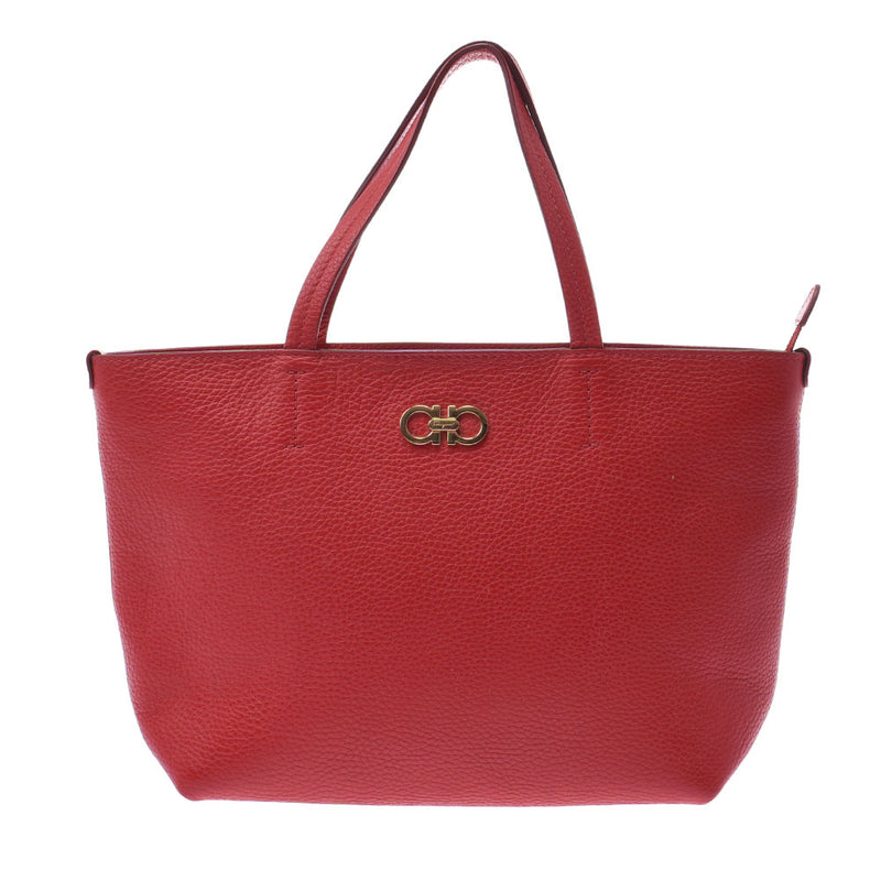 Salvatore Ferragamo Ferragamo Mini Totate Red Women Curf Handbags AB Rank Used Silgrin