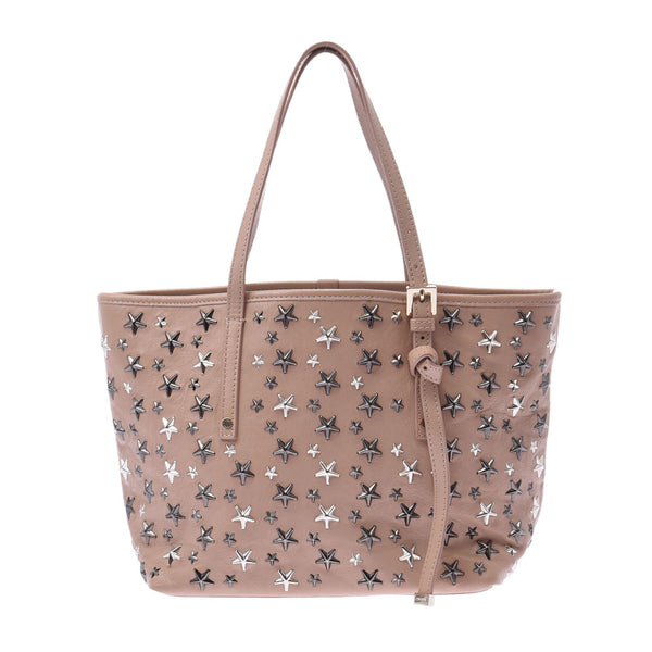 Jimmy Choo Jimmy Choo Sasha Mini Tote Bag Star Studs Pink Beige Ladies Curf Handbags AB Rank Used Silgrin