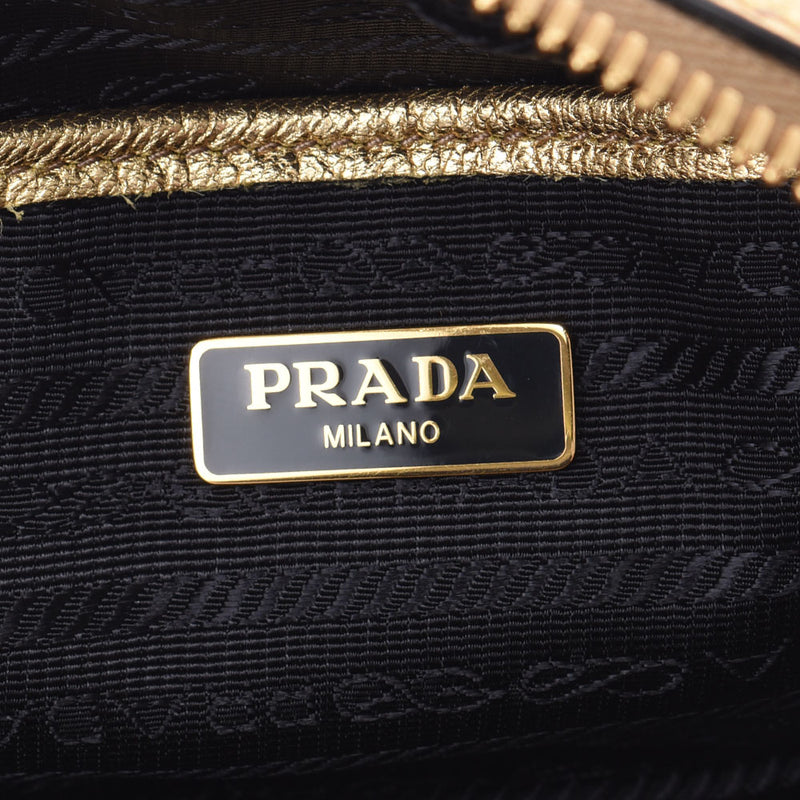 PRADA プラダ ミニバッグ ゴールド 1BH096 レディース カーフ ショルダーバッグ Aランク 中古 銀蔵