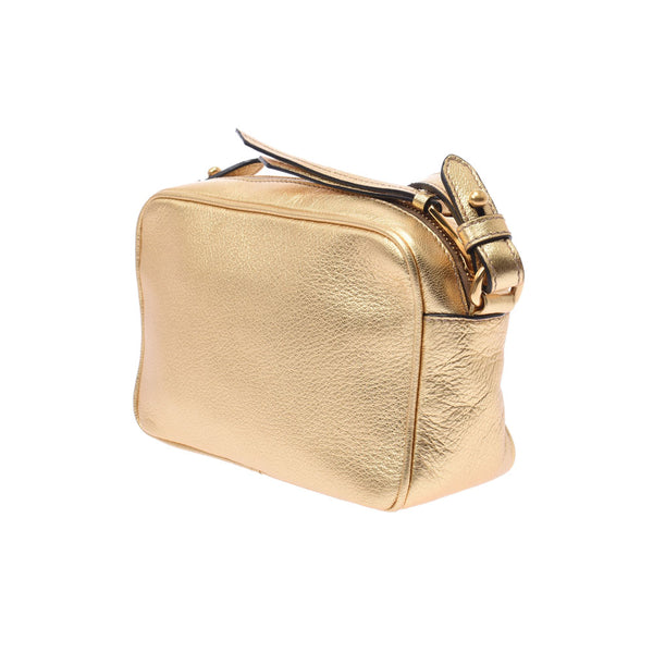 Prada Prada Mini Bag Gold 1bh096女性卷曲肩袋A-Rank使用Silgrin