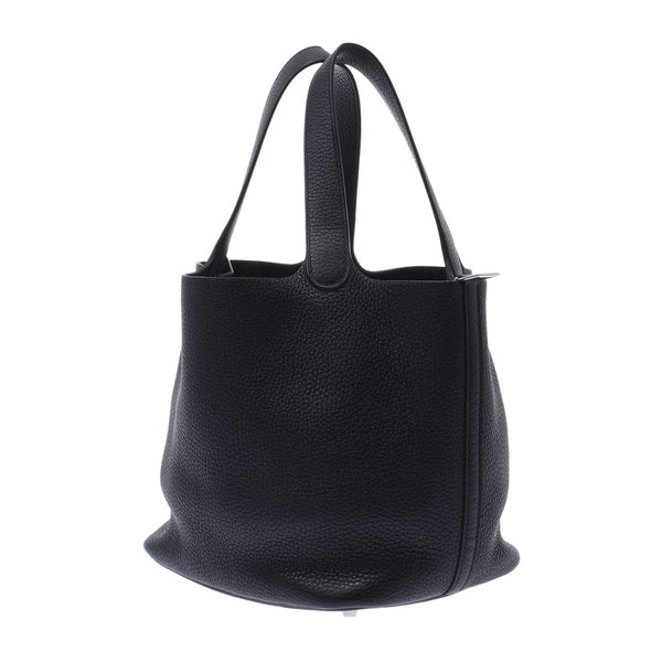 Hermes Picotin lock mm black silver hardware C