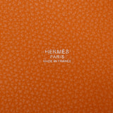 HERMMES爱马仕皮可坦摇滚PM杏子银具Y刻印（2020年左右）新银藏女士人造丝手提包