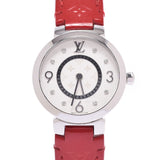 Louis Vuitton Louis Vuitton Tambour Slim 8P Diamond Q12MG Women's SS / Leather Watch Quartz White Dealer A-Rank Used Sinkjo